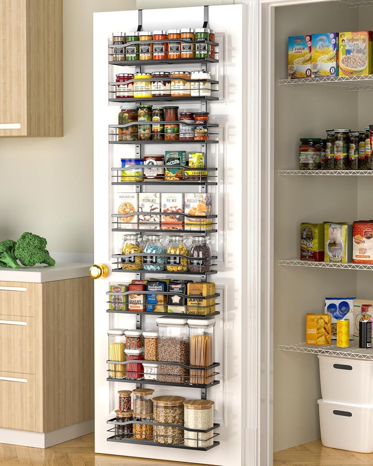 Adjustable 6-Tier Pantry Door Spice Rack Organizer — view 18