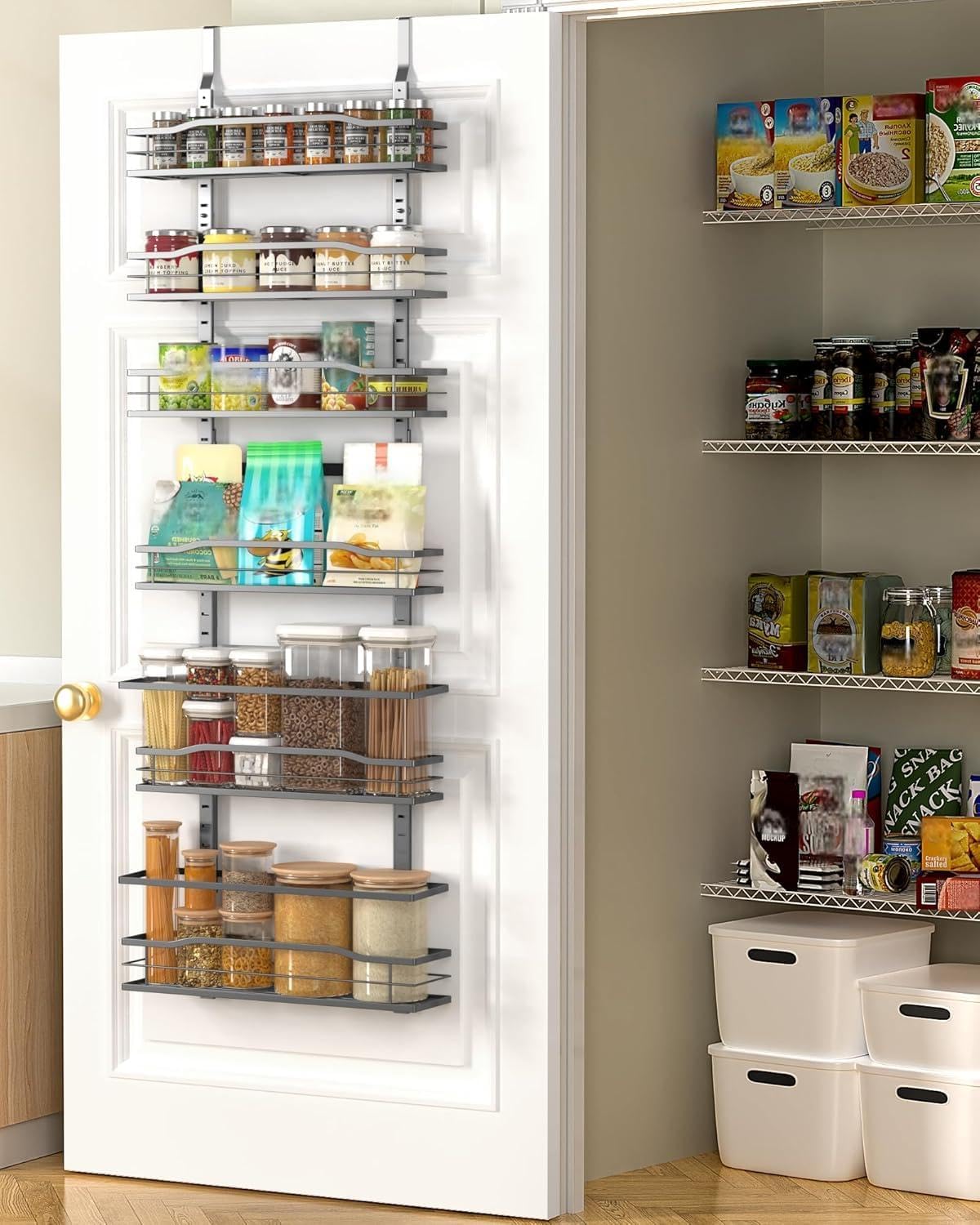 Adjustable 6-Tier Pantry Door Spice Rack Organizer — view 12