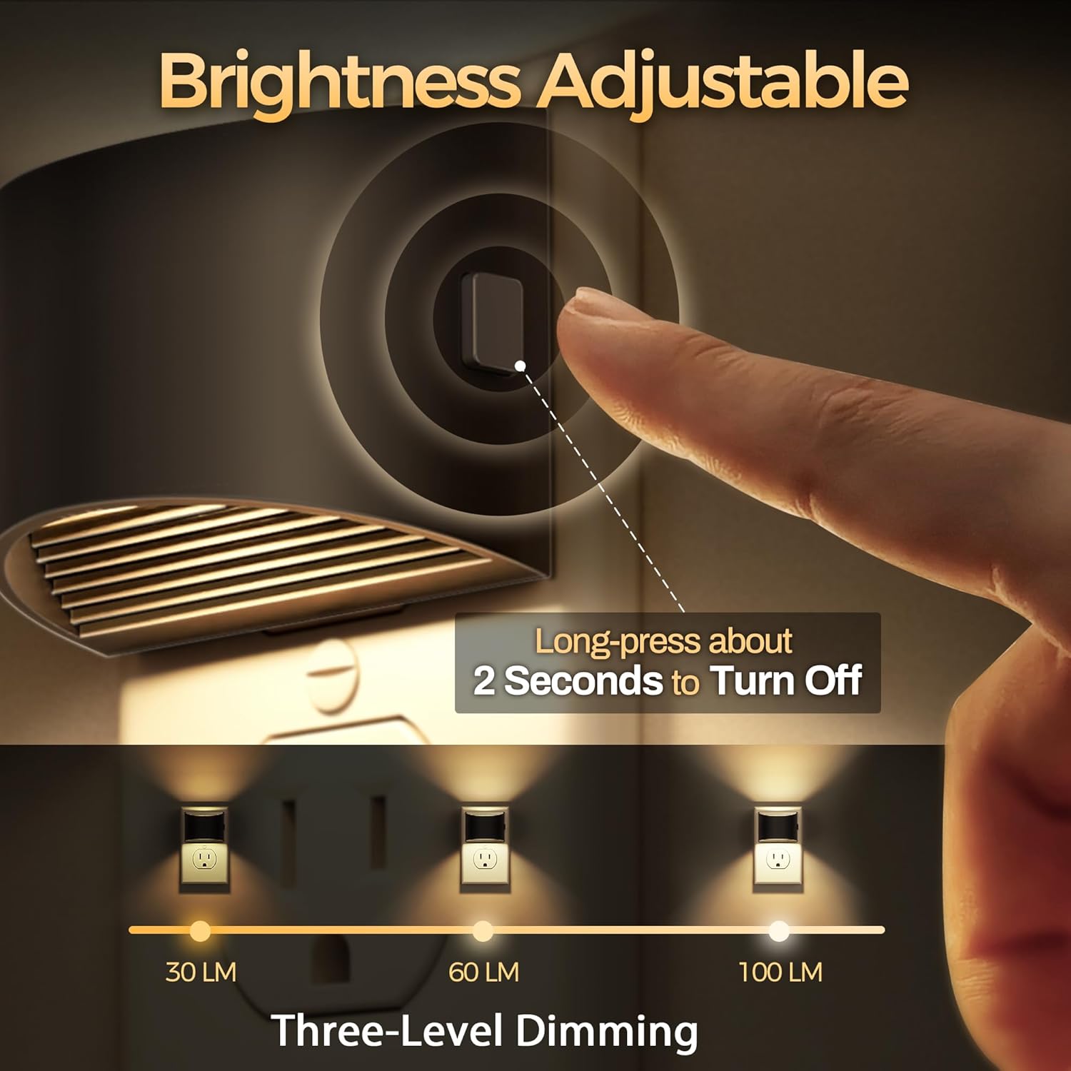 Black Dimmable LED Night Light - Hình 2