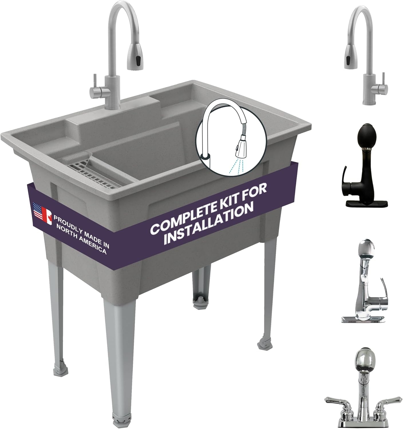 Freestanding Utility Sink Black - Hình 8