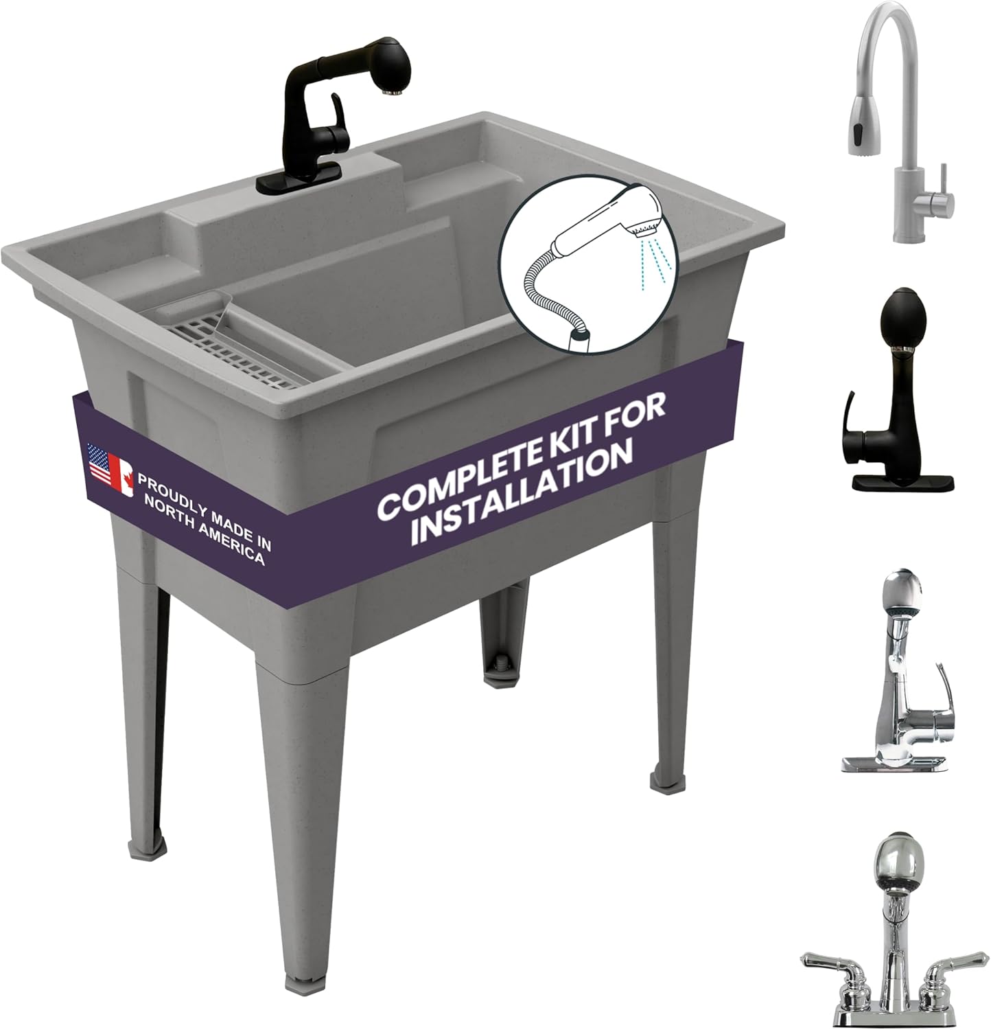 Freestanding Utility Sink Black - Hình 9