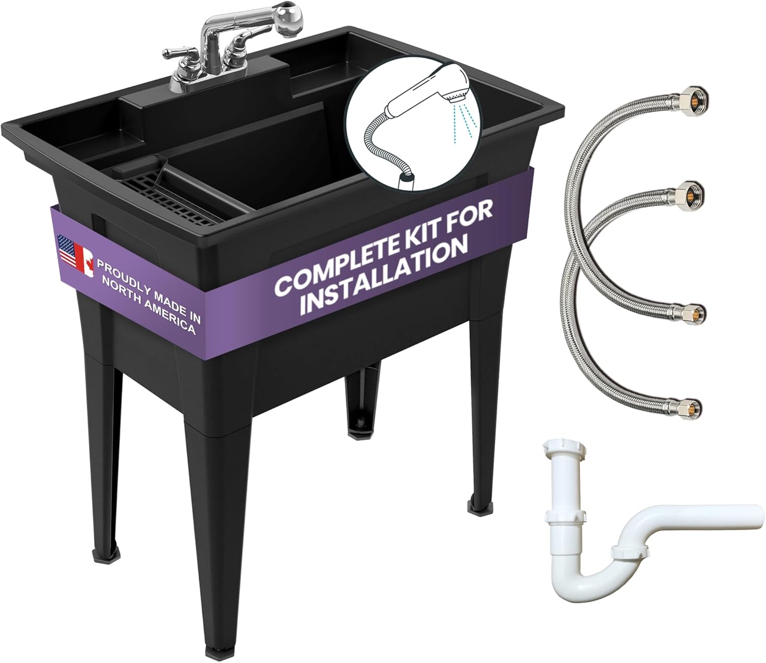 Freestanding Utility Sink Black - Hình 6