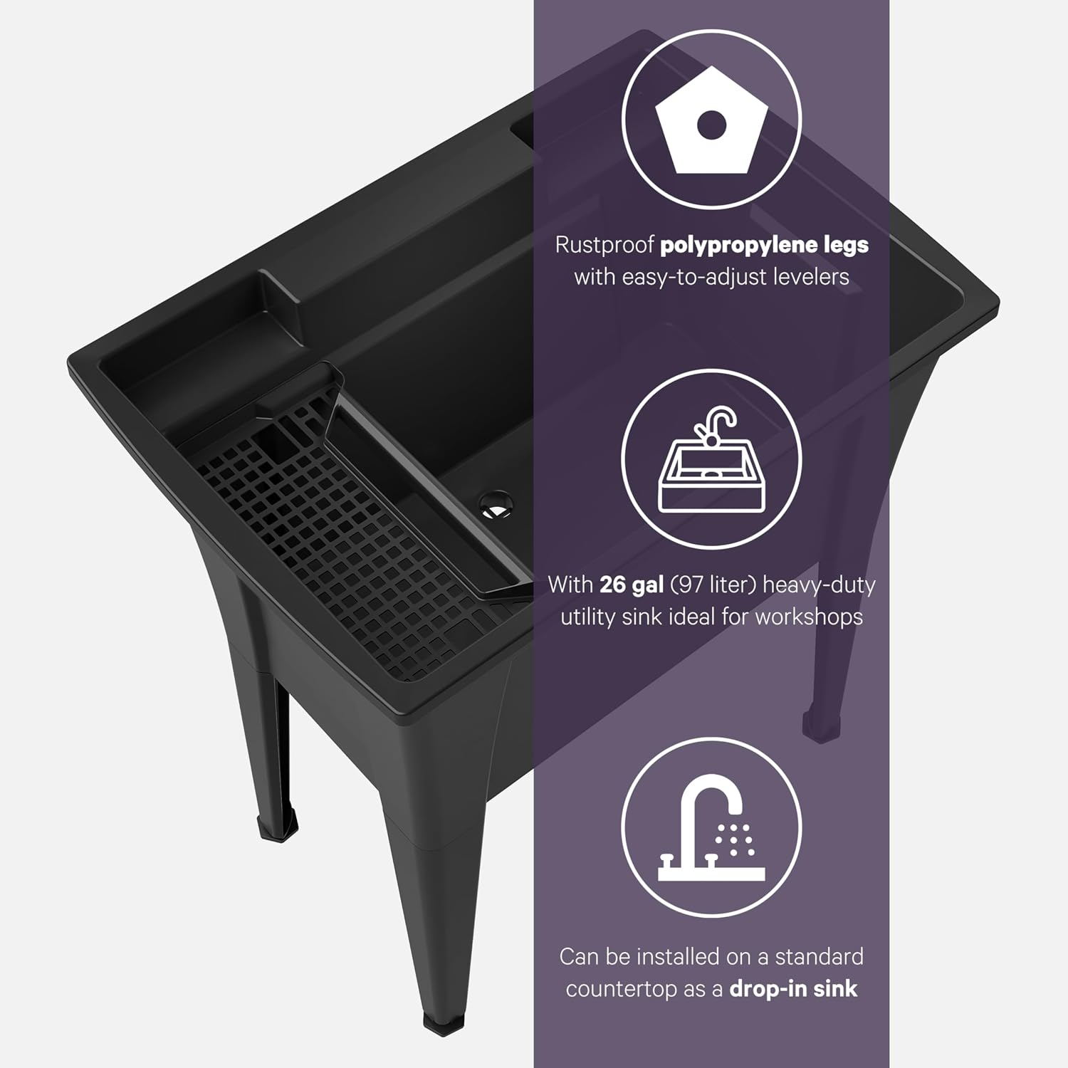 Freestanding Utility Sink Black - Hình 4