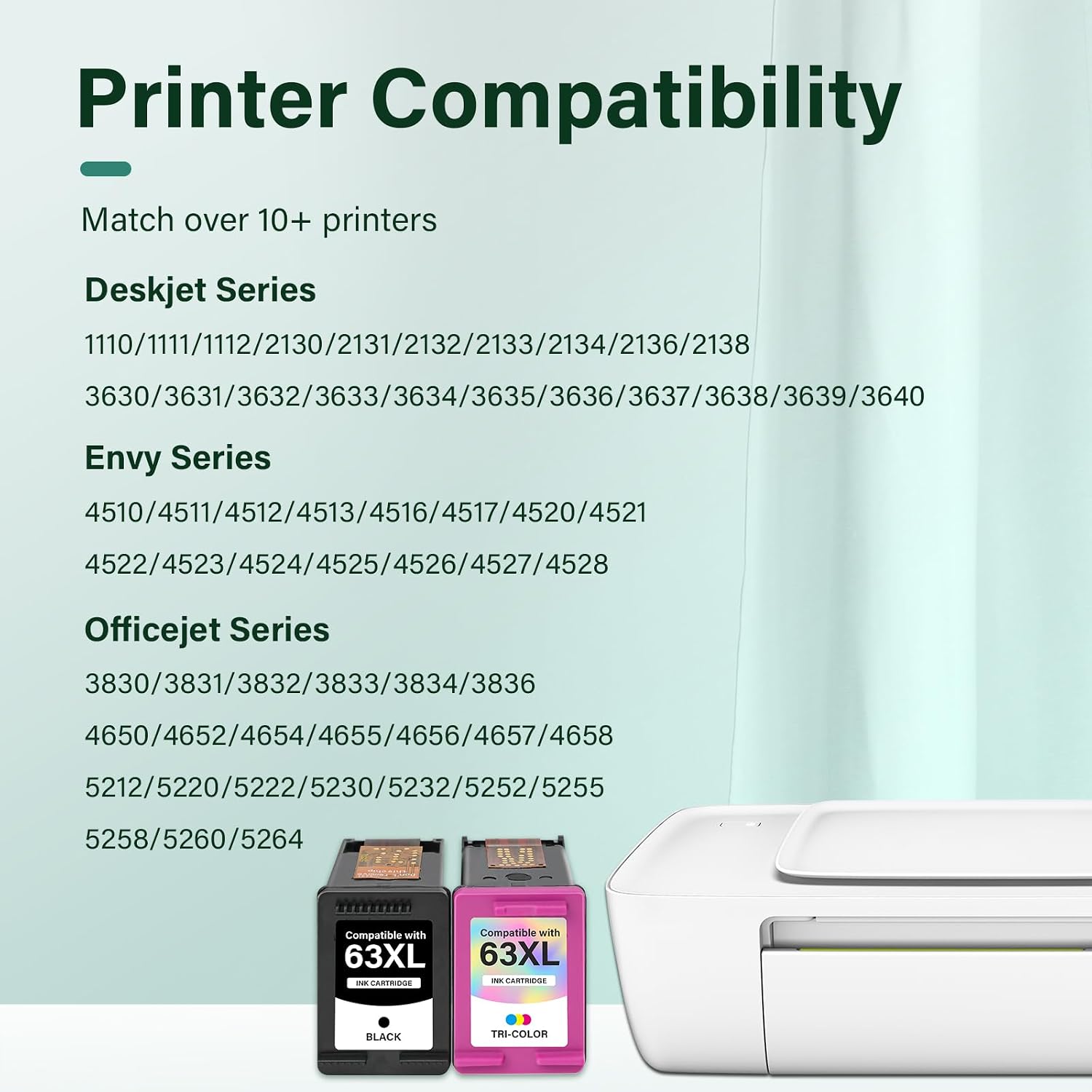 63 63XL 4650 4520 Ink Cartridges for HP Printers Black and Color Combo Pack