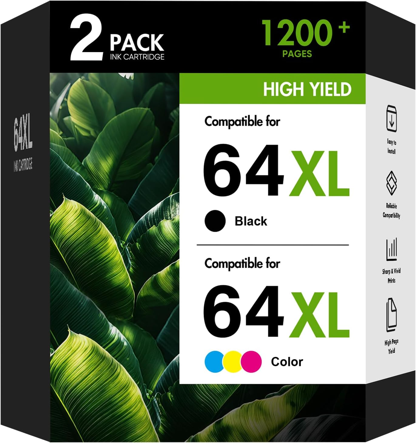 64XL 64 7855 7900e Black and Color Ink Cartridge Combo Pack for HP Printer