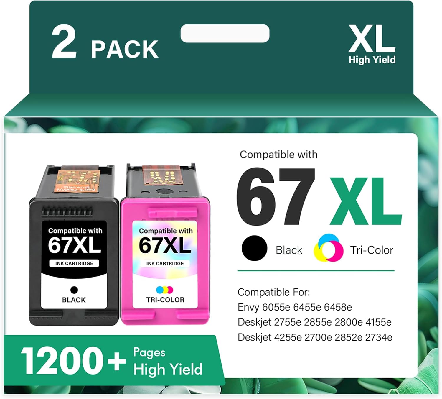 67XL 67 XL 2800e 2855e Ink Cartridges Black/Color Combo Pack for HP Printer