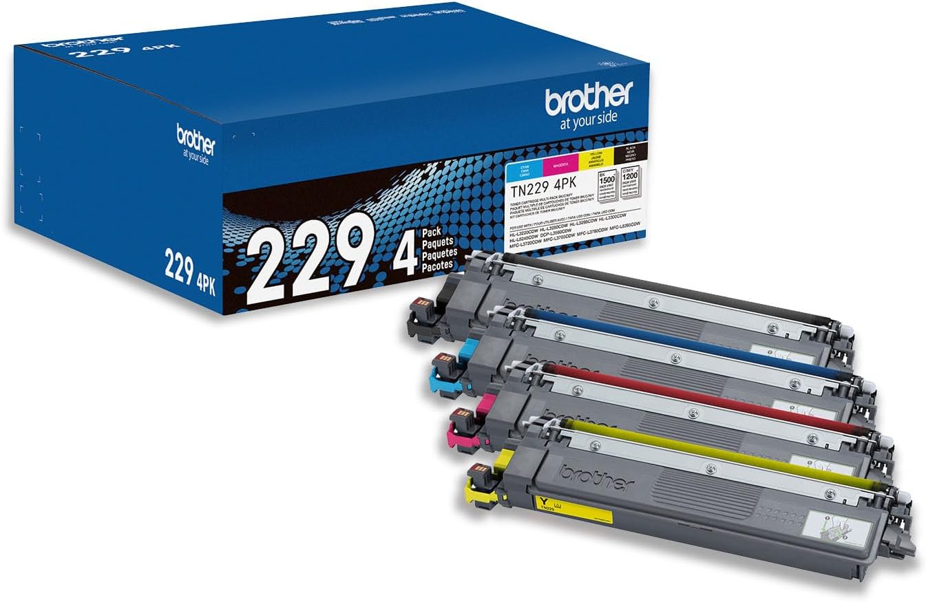 Brother Genuine TN2294PK Standard Yield 4-Pack Printer Toner Cartridges – Black, Cyan, Magenta, Yellow Toner Multipack | Standard-yield 4-pack