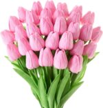 Lifelike Pink Artificial Tulips - Hình 10