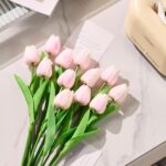 Lifelike Pink Artificial Tulips - Hình 4