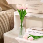 Lifelike Pink Artificial Tulips - Hình 5