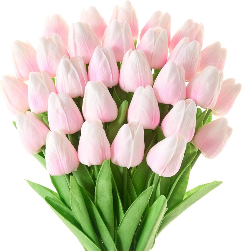 Lifelike Pink Artificial Tulips