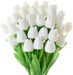 Lifelike Pink Artificial Tulips - Hình 9