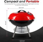 14.5-inch Portable Red Charcoal Kettle Grill - image 3