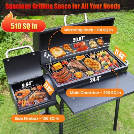 Outdoor Offset Smoker Charcoal Grill - image 2