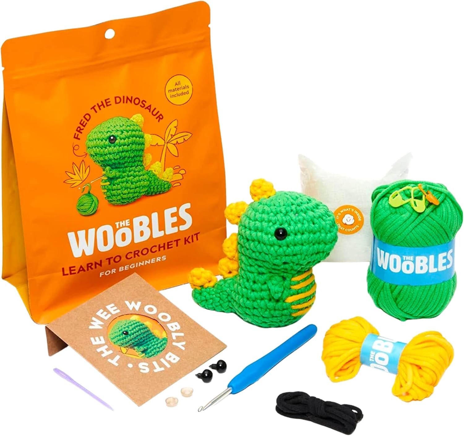 Fred the Dinosaur Amigurumi Crochet Kit for Beginners