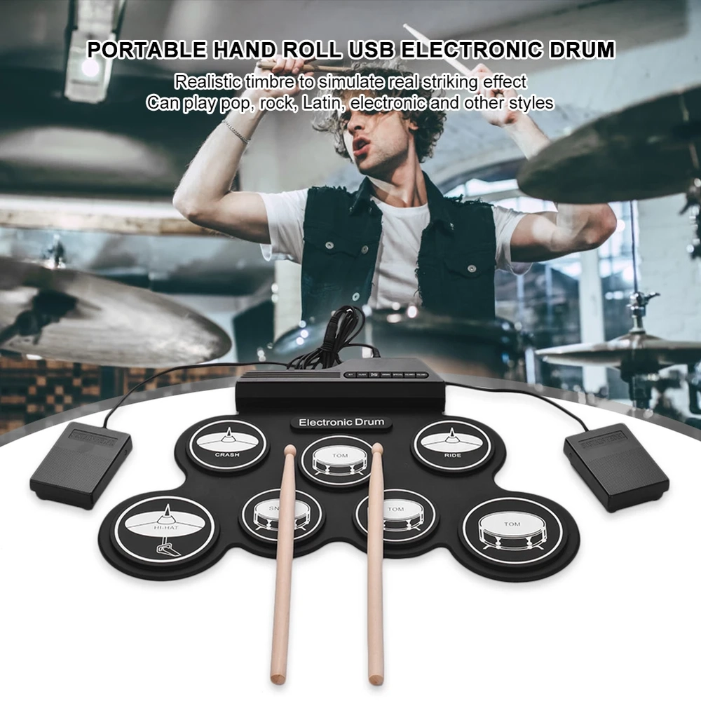 USB MIDI Rollable Electronic Drum Pad Kit - Hình 2