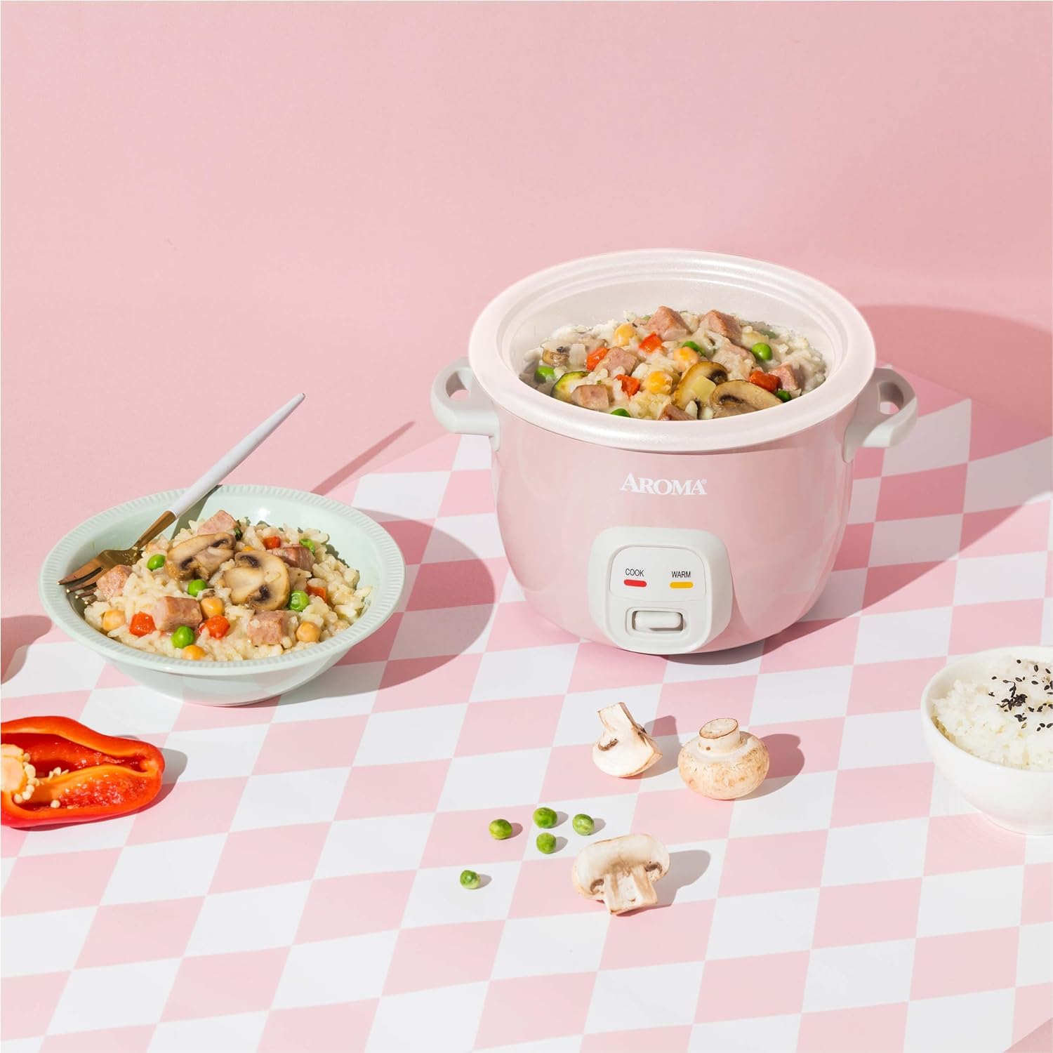 Aroma 6-Cup Pink Rice Cooker & Food Steamer — view 2