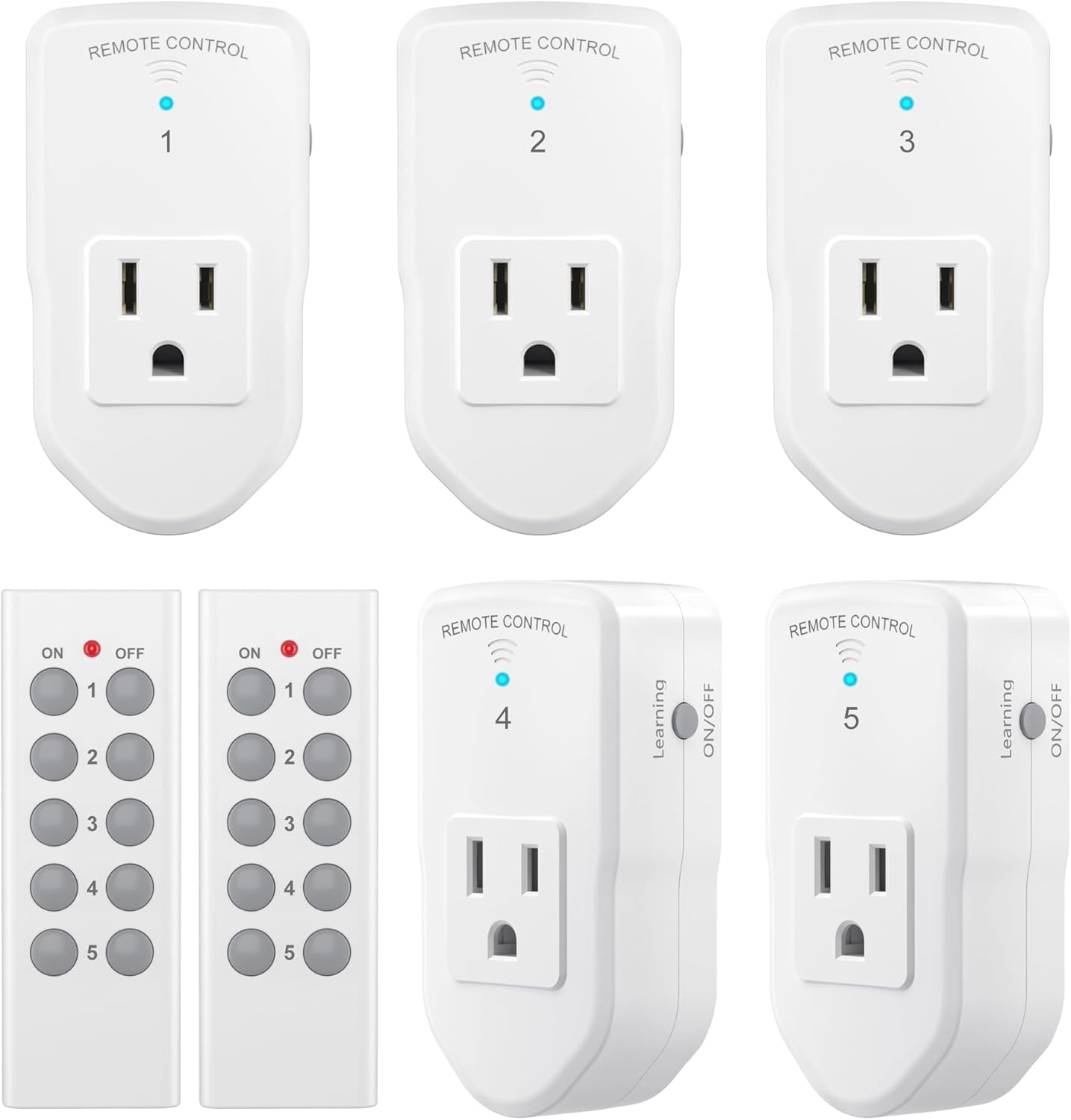 Smart Wireless Remote Control Outlets - 5-Pack for Home Automation