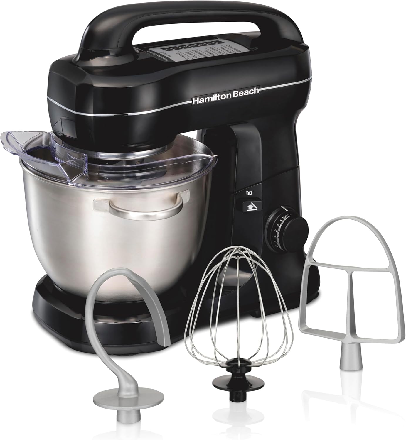 Hamilton Beach Black Stand Mixer - 4 Quart Stainless Steel Bowl