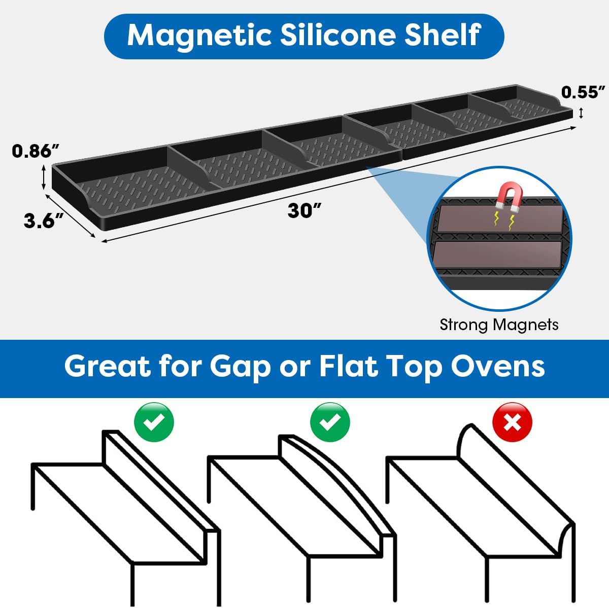 Magnetic Stove Top Shelf Organizer - Silicone Kitchen Storage — view 2