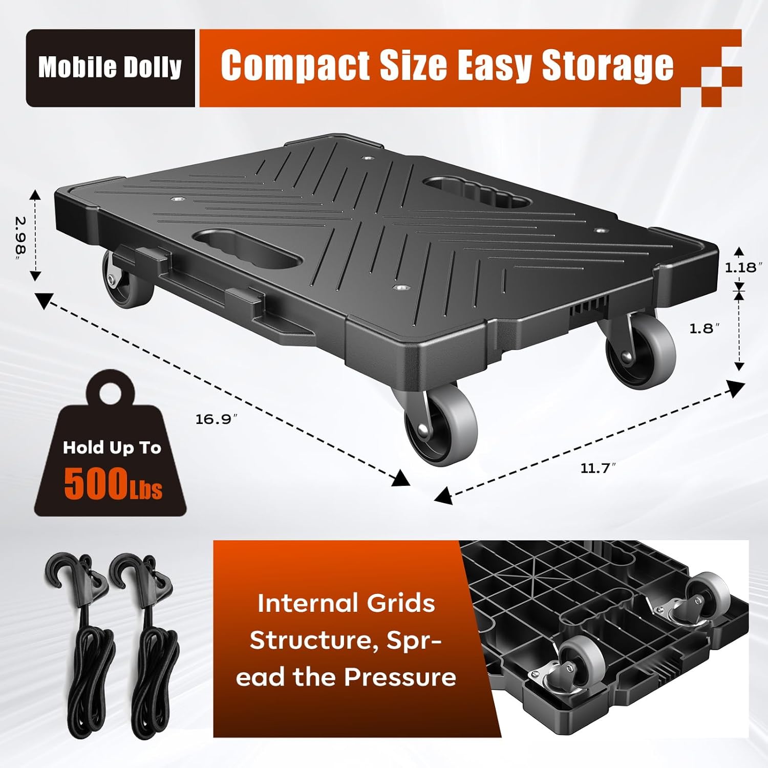 Heavy-Duty Interlocking Furniture Dolly Set - 500lb Capacity — view 2