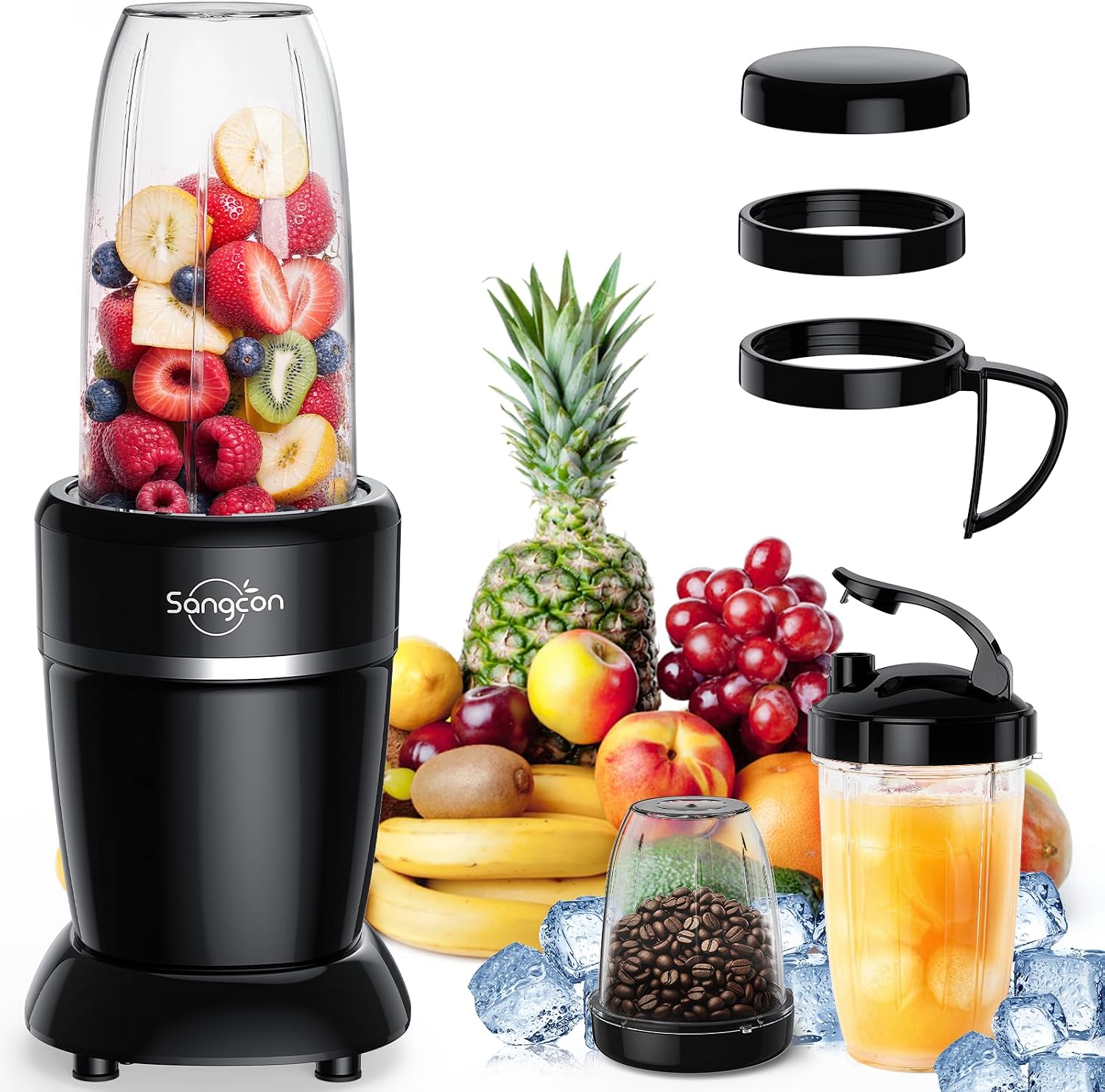 Sangcon 1000W Personal Blender with Travel Cups - Black