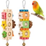 Interactive Wood Bird Chewing Toy with Pine Cones & Bells