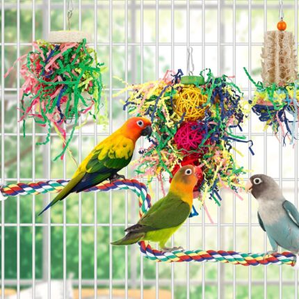 Vibrant Shredder Bird Toys with Loofah & Rattan Balls — view 2