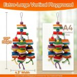Colorful Hardwood Parrot Chew Toy with Bells for Medium Birds — view 2