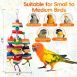 Colorful Hardwood Parrot Chew Toy with Bells for Medium Birds — view 5