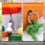Colorful Hardwood Parrot Chew Toy with Bells for Medium Birds — view 6
