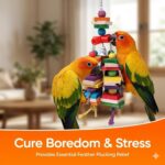 Colorful Hardwood Parrot Chew Toy with Bells for Medium Birds — view 7