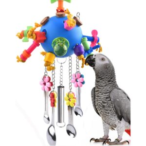 Interactive Parrot Foraging Toy with Stainless Steel Spoons