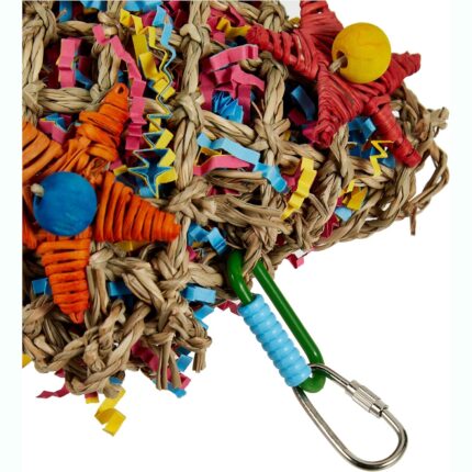 Woven Seagrass Foraging Bird Toy with Colorful Stars & Shredders — view 2