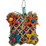 Woven Seagrass Foraging Bird Toy with Colorful Stars & Shredders