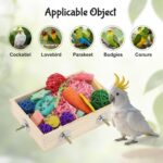 Natural Wood Foraging Bird Toy Box with Chewable Parrot Playthings — view 7