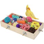 Natural Wood Foraging Bird Toy Box with Chewable Parrot Playthings — view 8