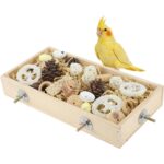 Natural Wood Foraging Bird Toy Box with Chewable Parrot Playthings — view 9