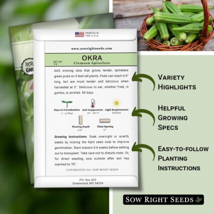 Sow Right Seeds Clemson Spineless Okra - image 2