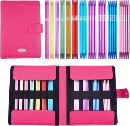Pink Case Double Pointed Knitting Needle Set
