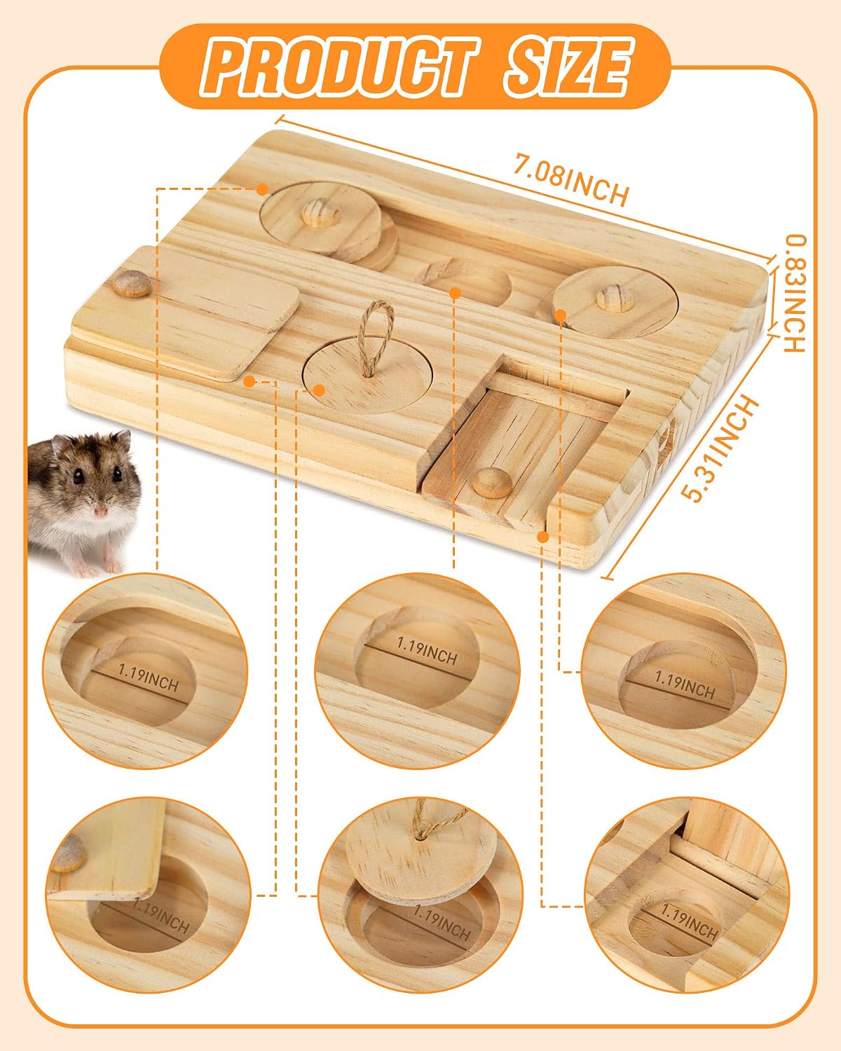 Wooden Small Pet Puzzle Feeder - Hình 2