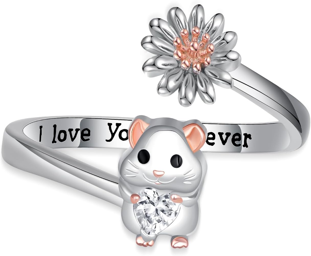 Sterling Silver Hamster Daisy Ring