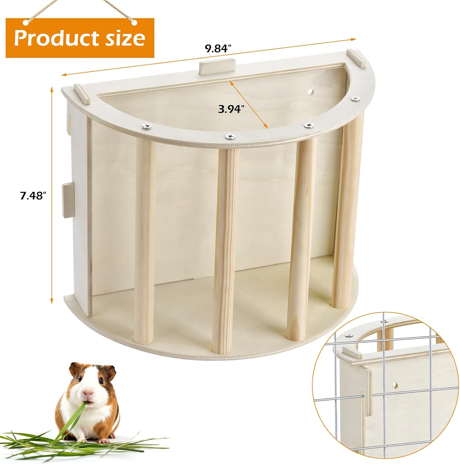 Natural Wood Small Animal Hay Feeder - Hình 2