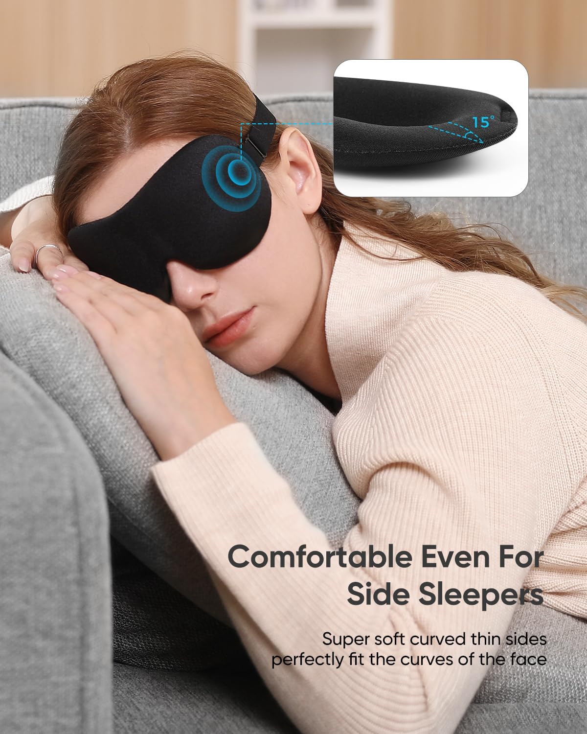 LKY DIGITAL Sleep Mask for Side Sleeper 3 Pack, Blackout 3D Eye Mask - Zero Eye Pressure, Super — view 2
