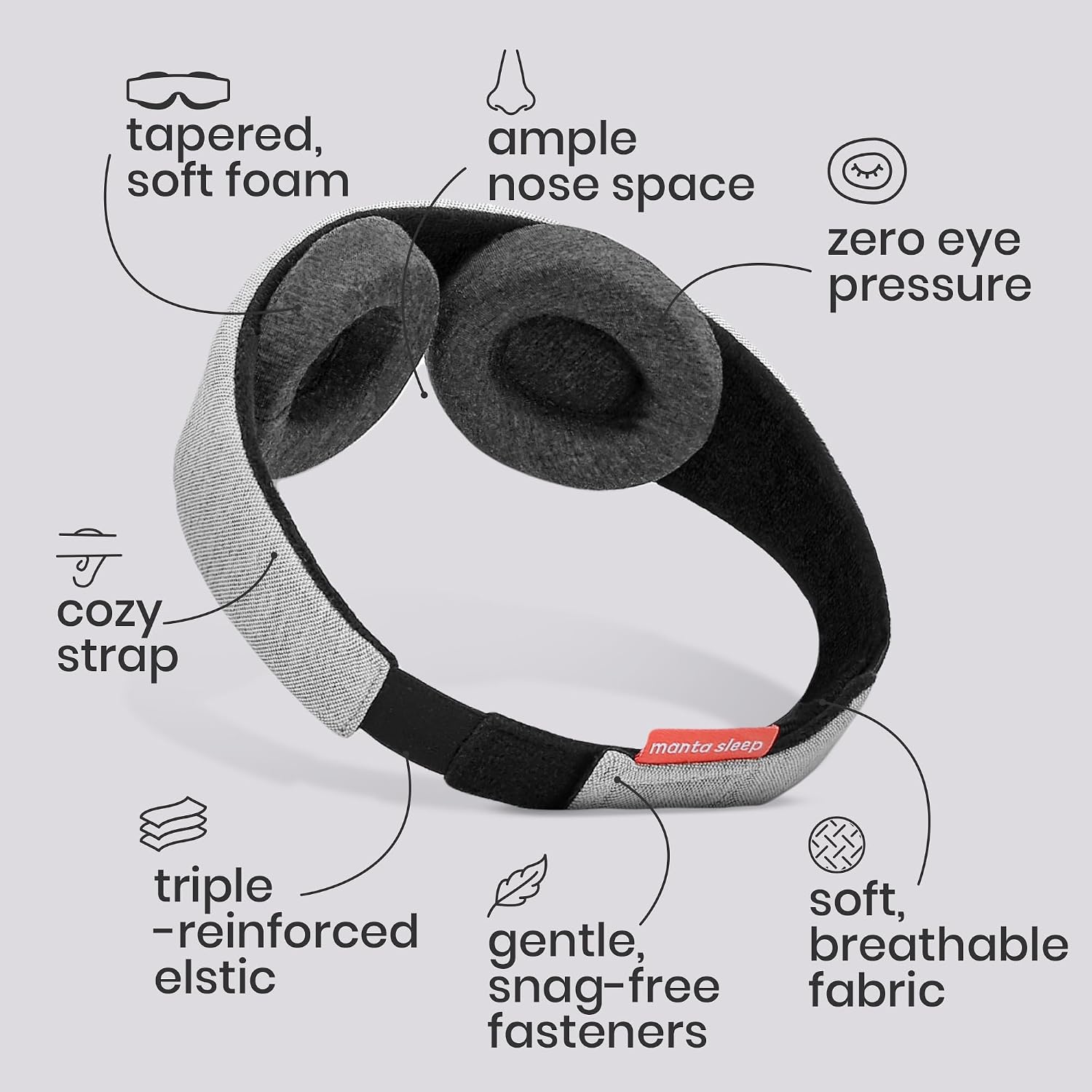 Manta Original Sleep Mask - Maximum Blackout Sleep Mask for Deep Sleep, Adjustable with Detachable — view 2
