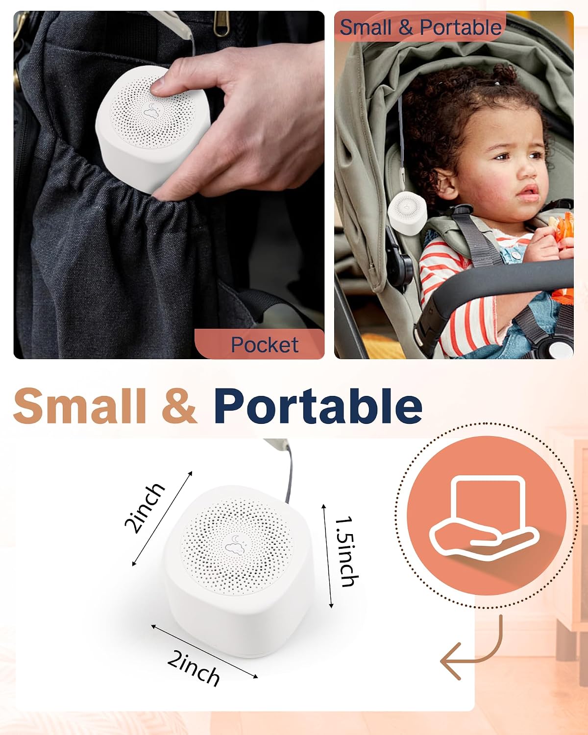 Travel White Noise Sound Machine 20 Sounds, Portable Sound Machine for Adults Sleep, Mini Sleep Aid — view 2