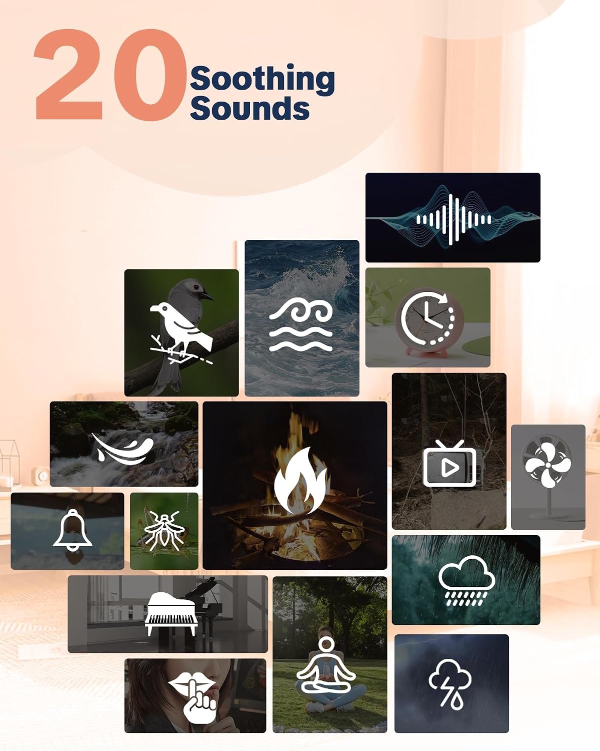 Travel White Noise Sound Machine 20 Sounds, Portable Sound Machine for Adults Sleep, Mini Sleep Aid — view 3