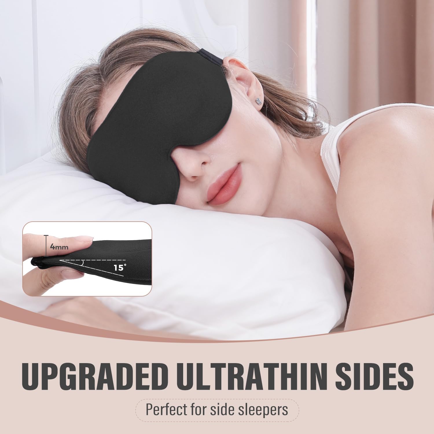 YIVIEW Sleep Mask for Side Sleeper, Light Blocking Zero Pressure Blindfold — view 2