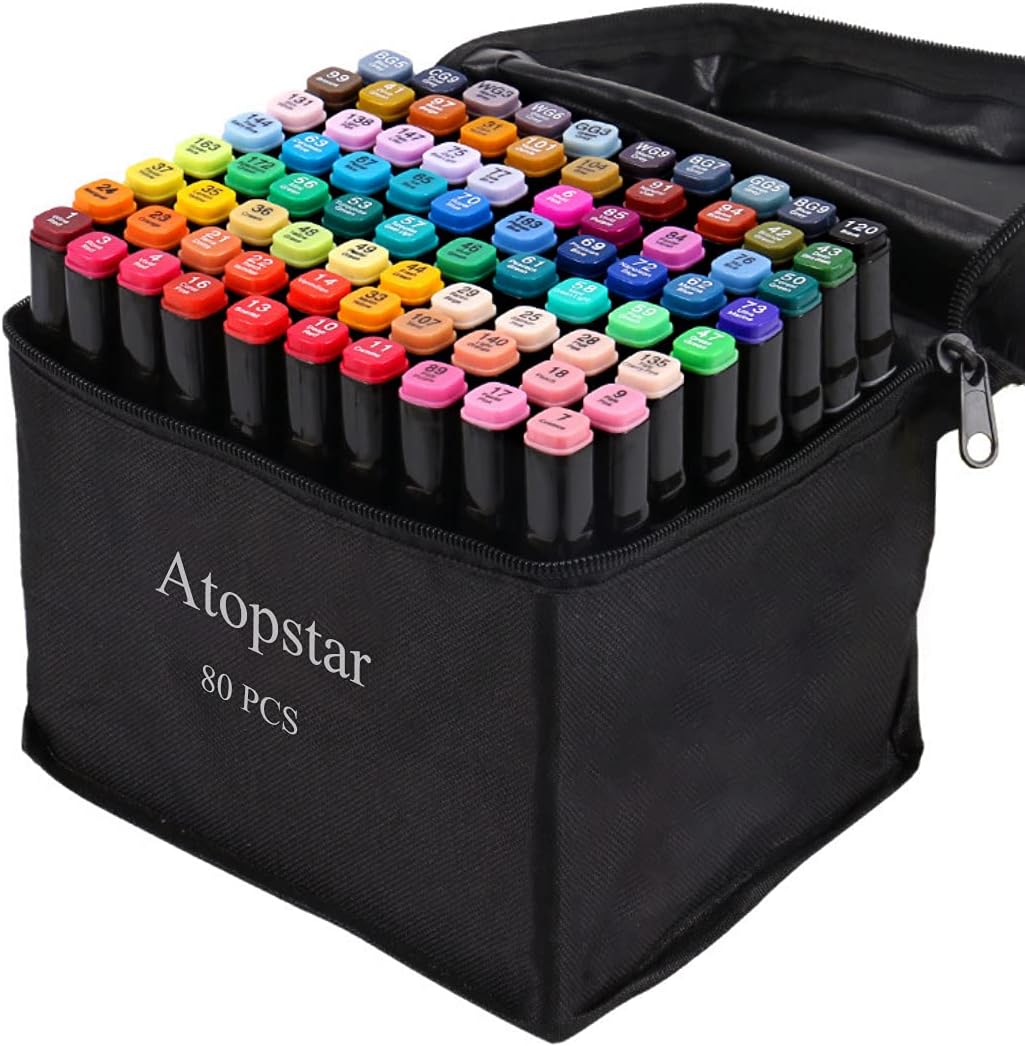 80-Color Dual Tip Alcohol Markers