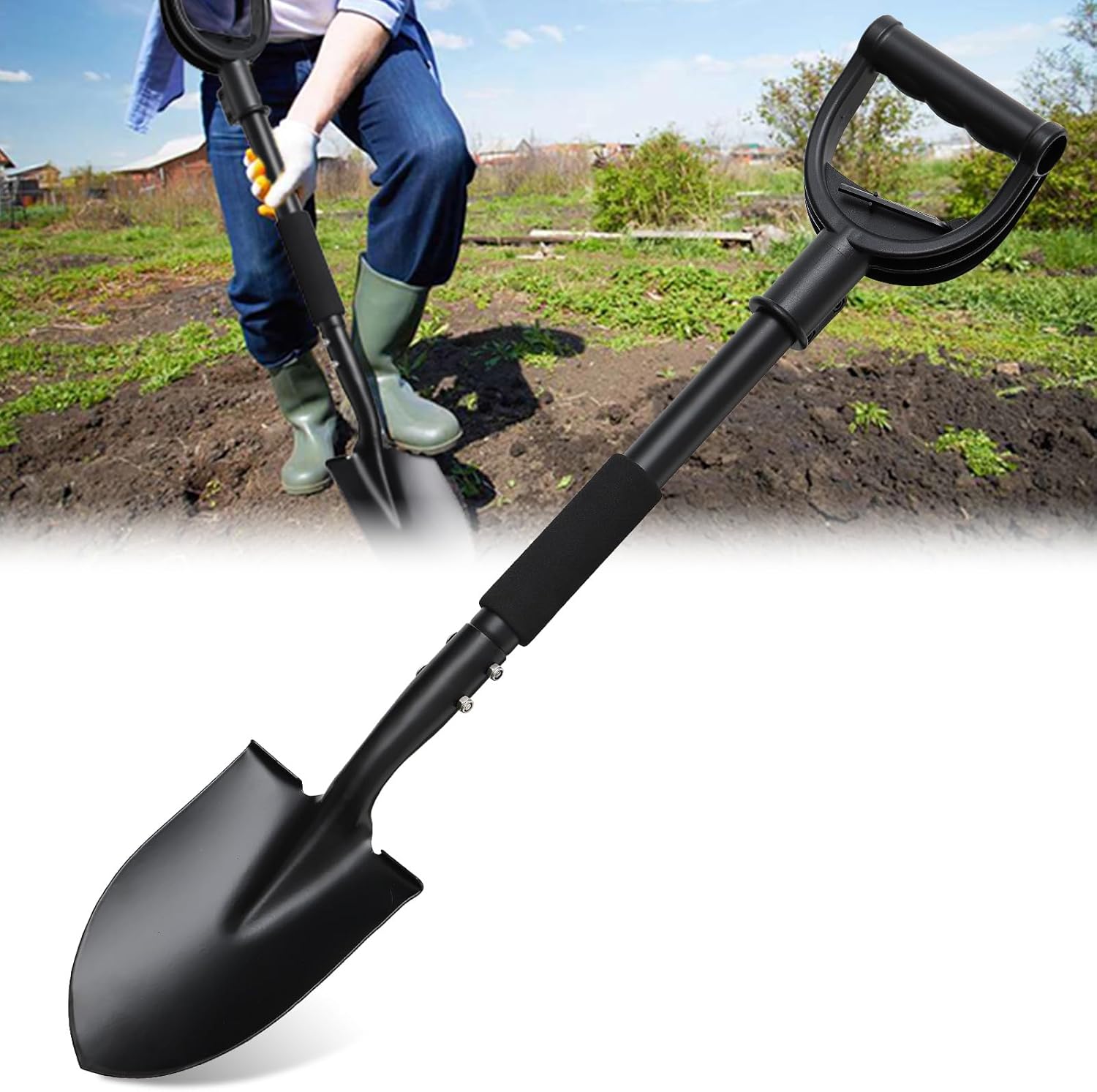 31-Inch Garden Shovel Compact Steel D-Handle Shovel